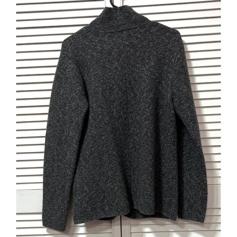 Club Monaco Women Lamb Wool sweater small open front buttons gray pockets - Picture 2 of 7